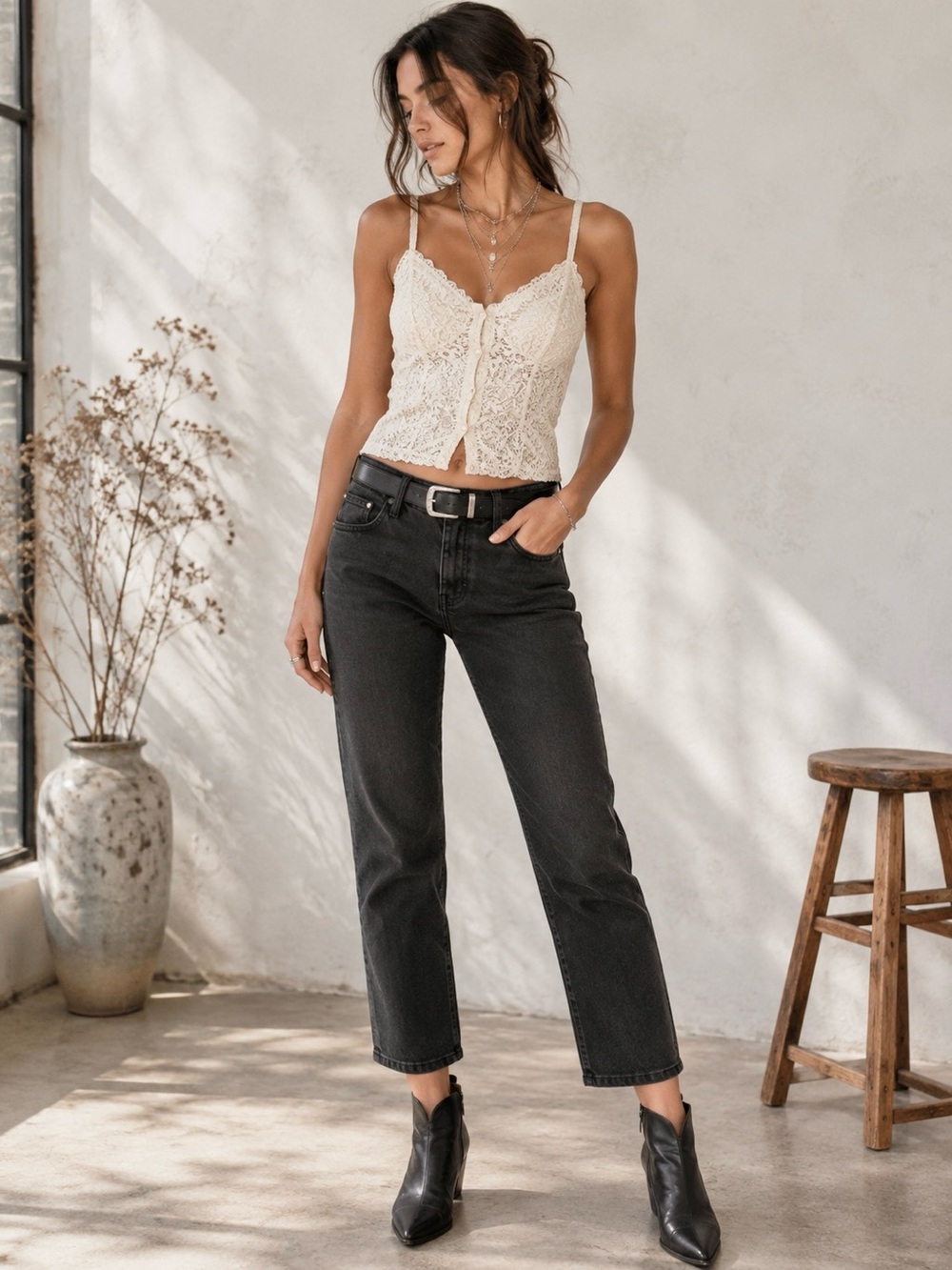 Free People Jasper Blackbird Jeans 27 NWT Black Straight Leg Cropped Stretch
